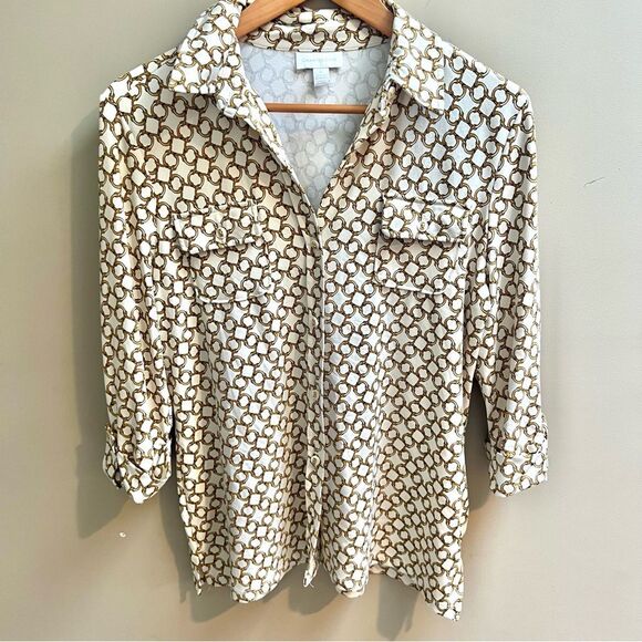 Charter Club equestrian print Patterned Button-Up Shirt L - Picture 1 of 5